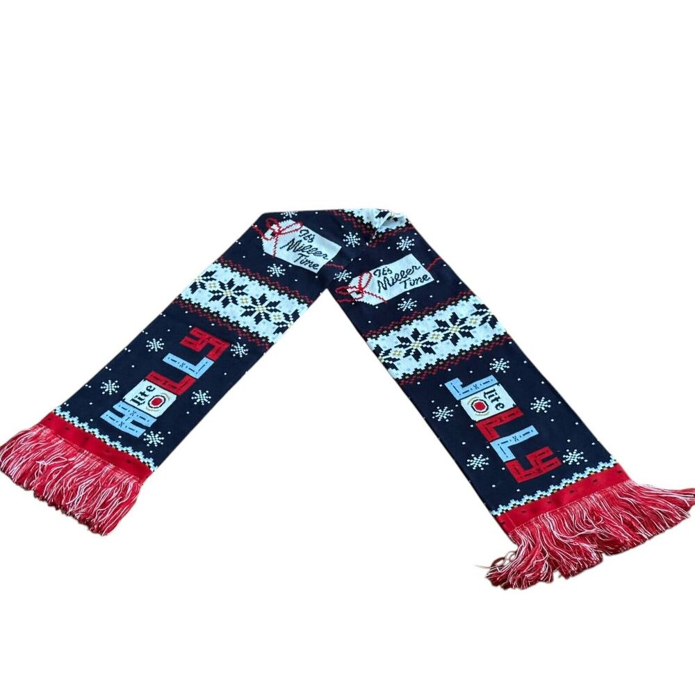 Miller Lite Beer‎ Holly Jolly Winter Scarf Ugly 2020 Christmas Holiday Party